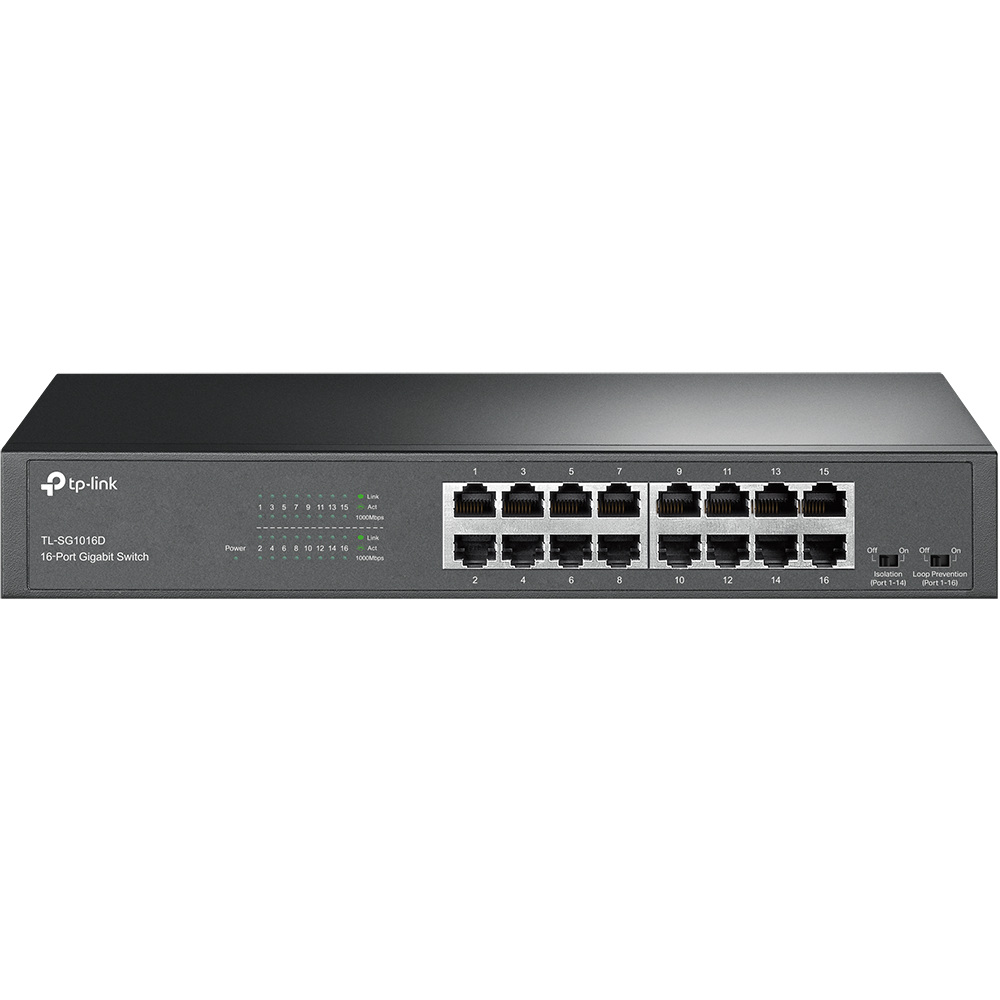 TP-Link TL-SG1016D 16-Port Gigabit Desktop/Rackmount Switch/ Unmanaged TP-Link TL-SG1016D 16-Port Gigabit Desktop/Rackmount Switch/ Unmanaged